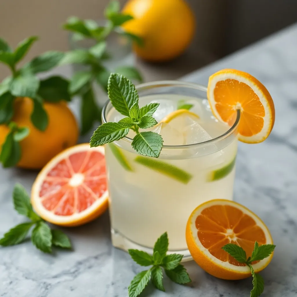 grapefruit and mint bưởi và bạc hà